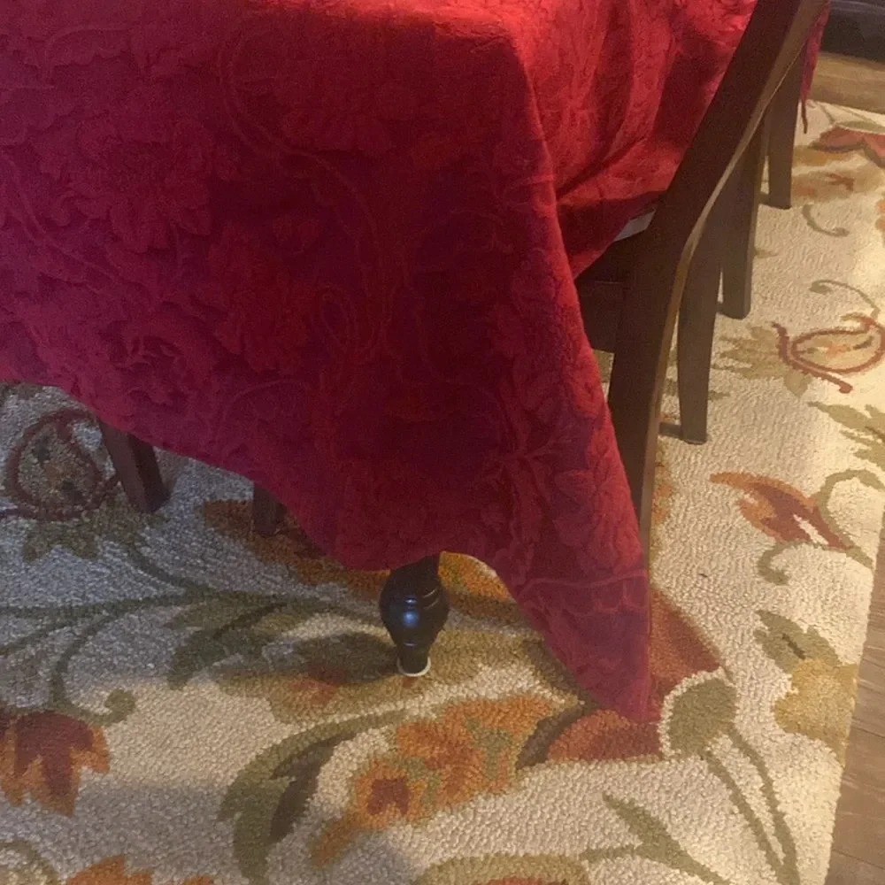 Table Linen Elegant Tapestry Print Rich Red 56” x100” - Picture 6 of 8